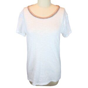 MADEWELL Whisper Slub Cotton Short Sleeve Rainbow Neckline T Shirt Size XS